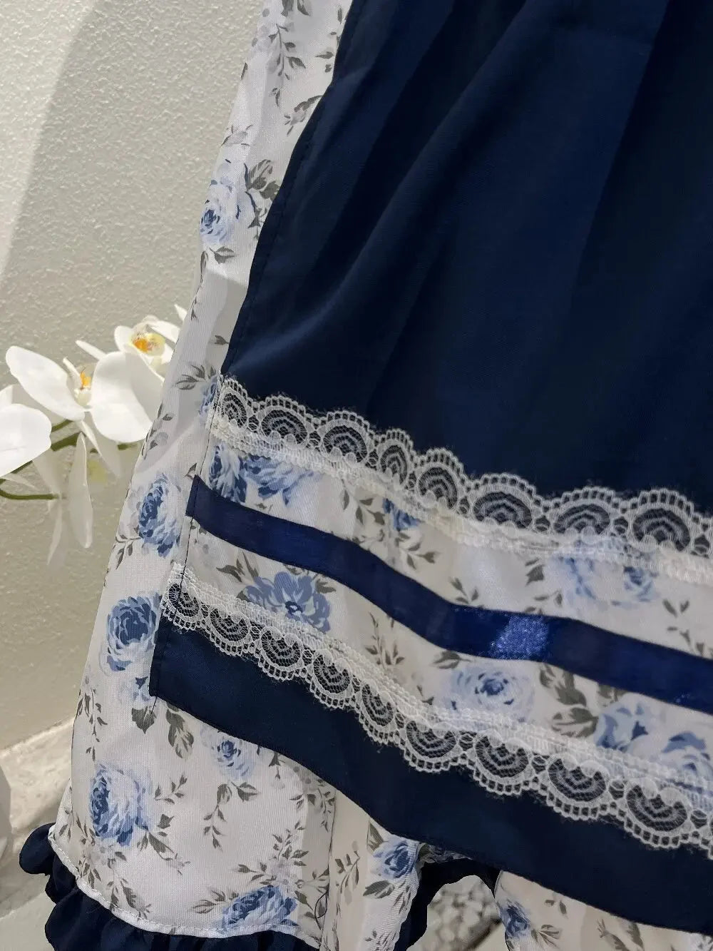 Dirndl Damen Oktoberfest Blau-Kariert, Dirndlkleid Traditionell mit Schürze