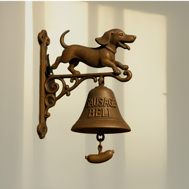 DogDoorbell – Rustikale Hundefigur-Türklingel im Vintage-Stil