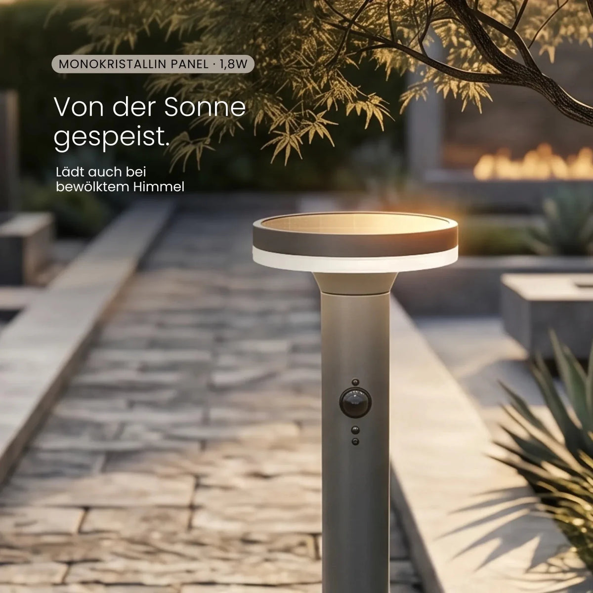 Solar Wegeleuchte SAVO Detailansicht Solarpanel
