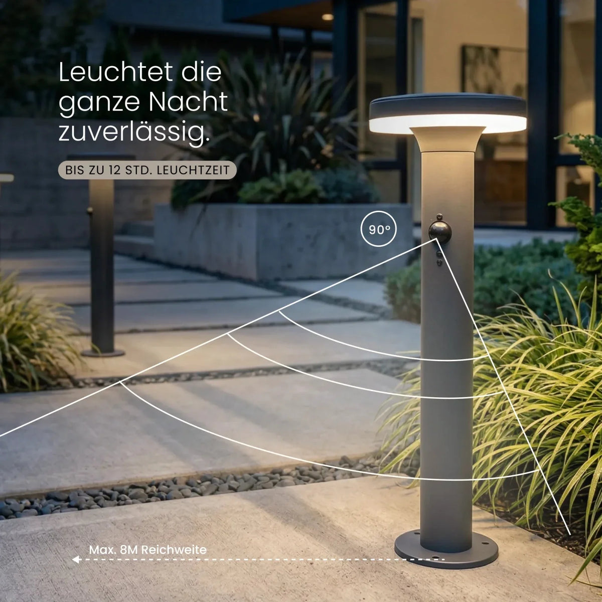 Solar Wegeleuchte SAVO bei Nacht leuchtend