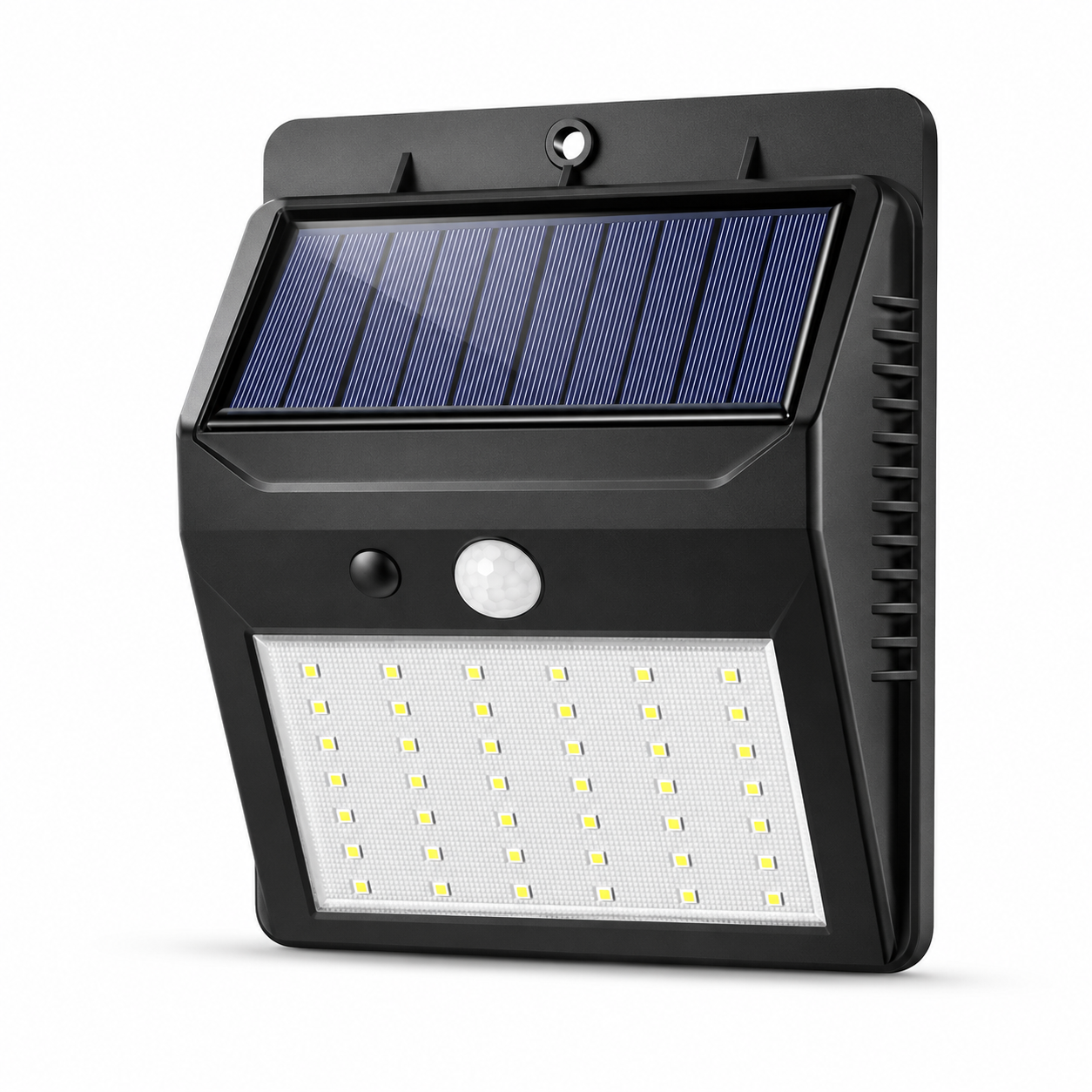 Solar-Wandleuchte mit PIR-Bewegungssensor an Hauswand montiert
