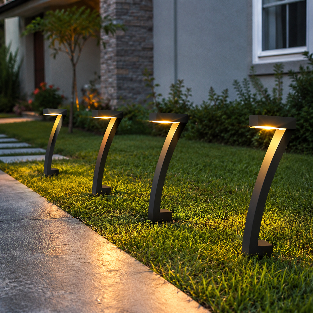 Solar-Wegeleuchten 4er Set, IP65 Wasserdicht, 3500K Warmweiß, 6 LED