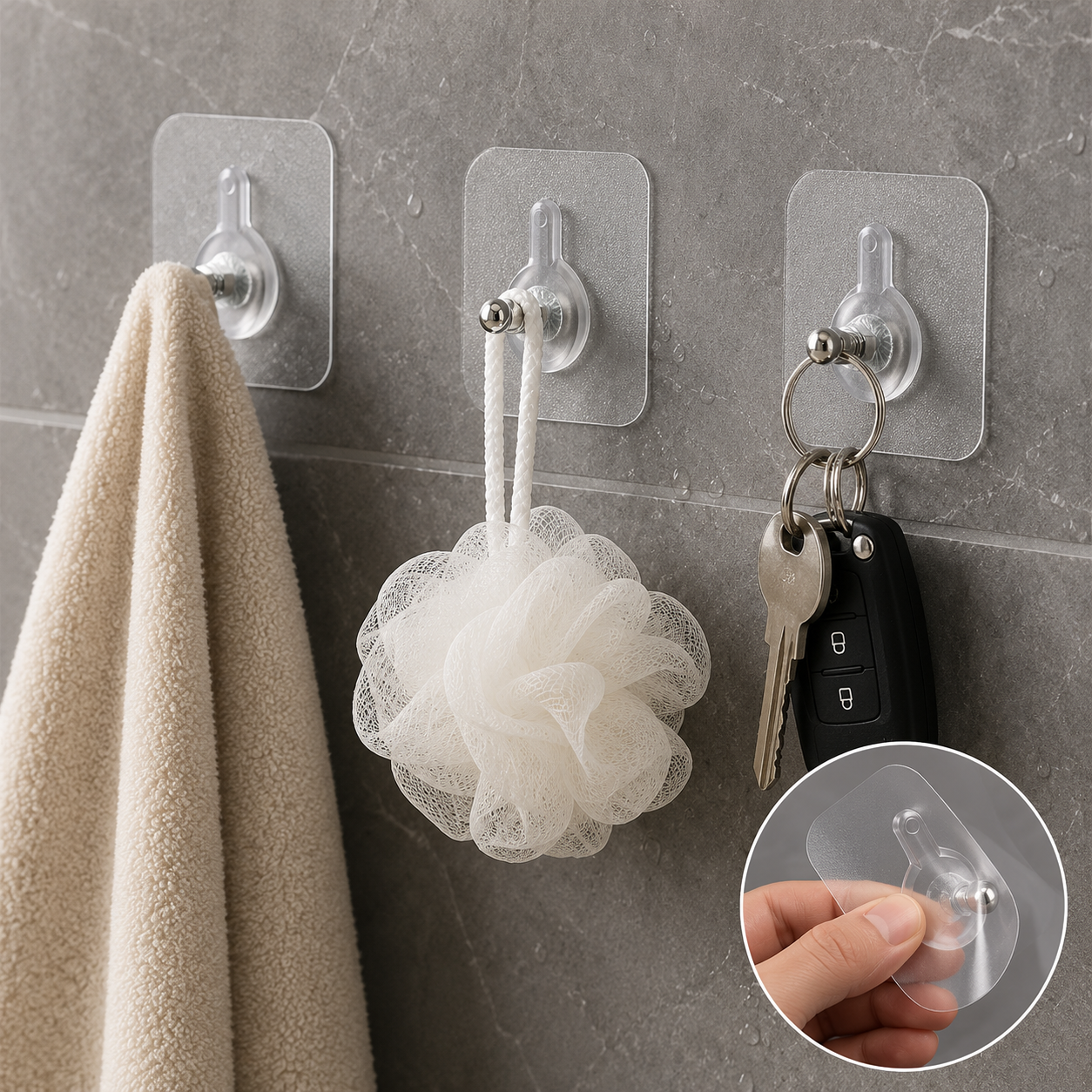 Selbstklebende Haken ohne Bohren – Transparent, 20er Set