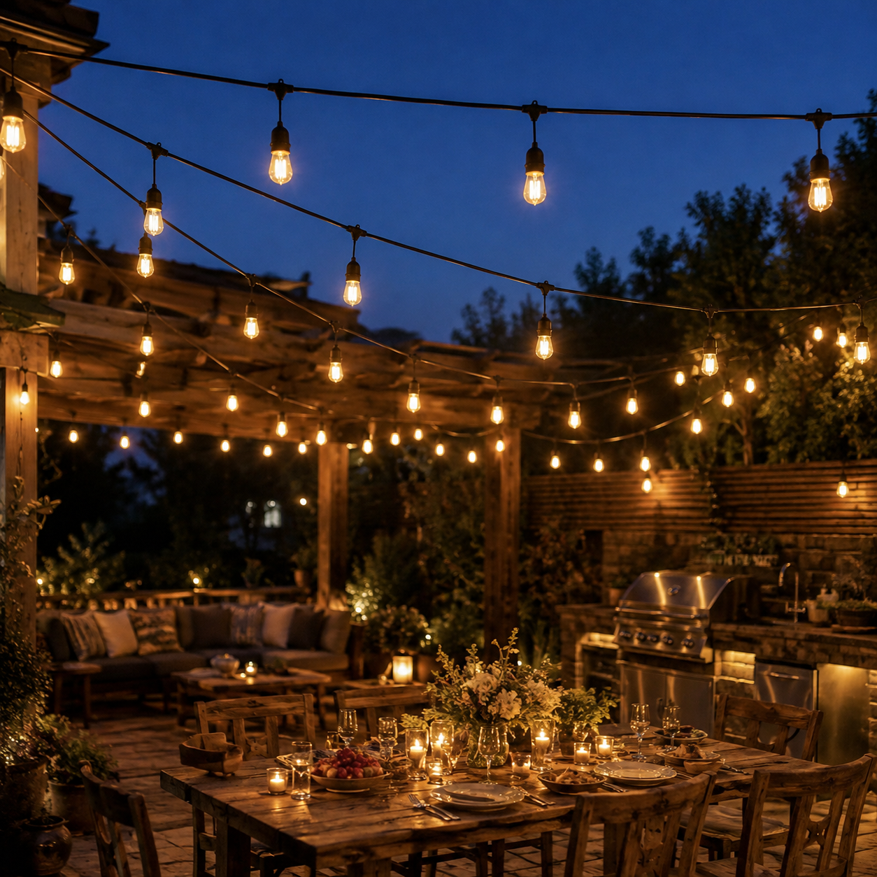 LED Außen Lichterkette 15m – IP65 Wetterfest mit 15 Glühbirnen für Garten, Terrasse & Balkon