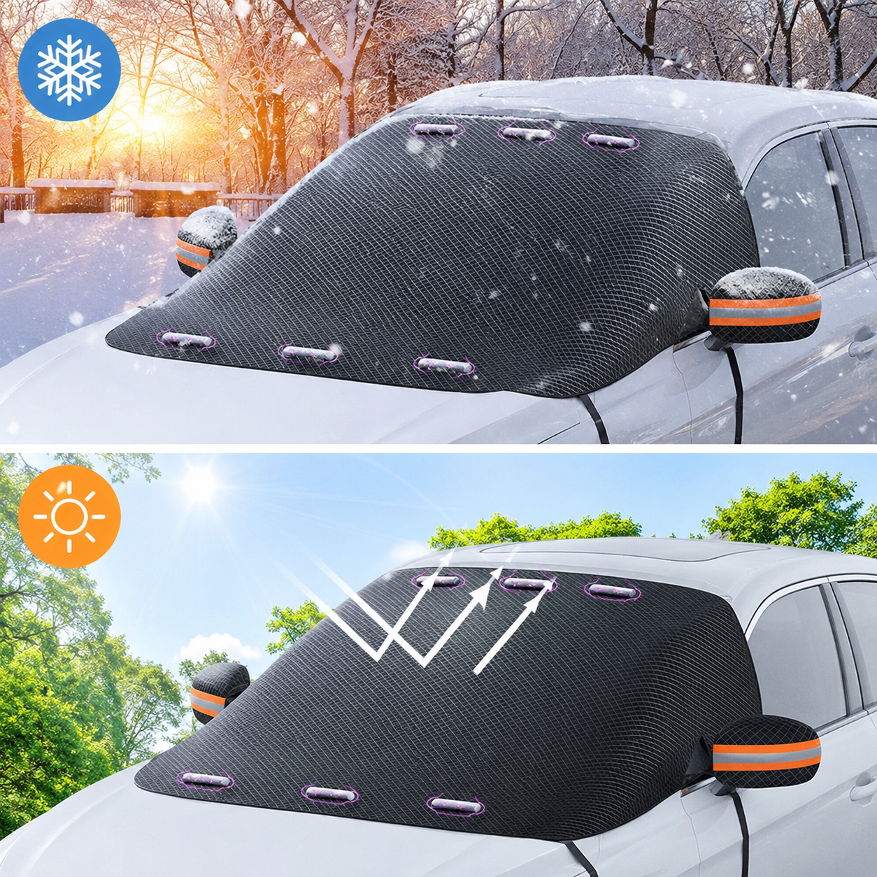 Auto Frontscheibenabdeckung – Frostschutz, Sonnenschutz & Wetterfest aus Oxford-Gewebe
