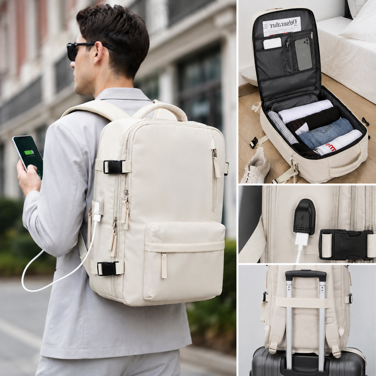 Laptop Rucksack 15,6 Zoll – Wasserdicht mit USB-Ladefunktion für Business, Uni & Reisen