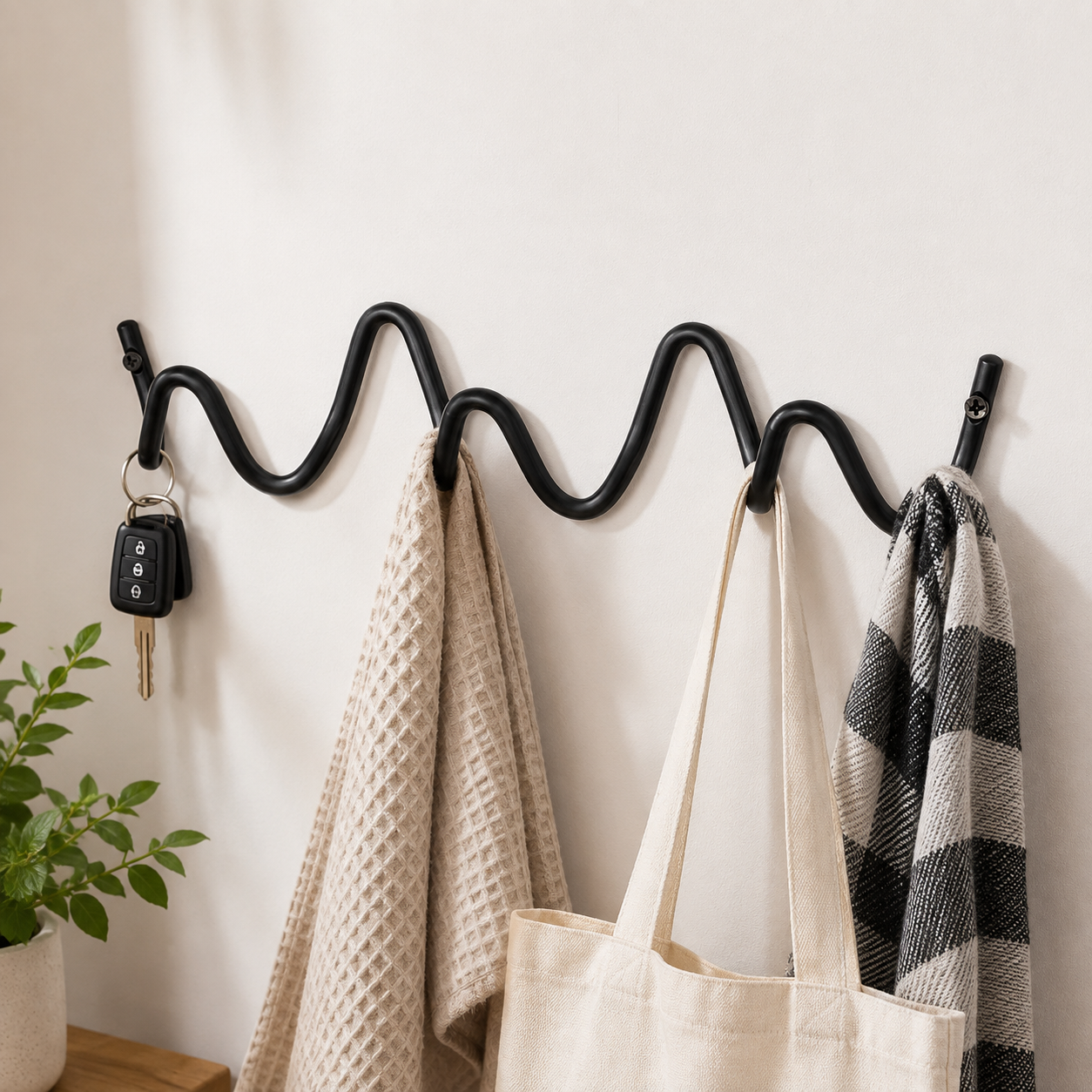 Garderobenhaken Wand – Hakenleiste aus Schmiedeeisen für Flur, Bad & Küche