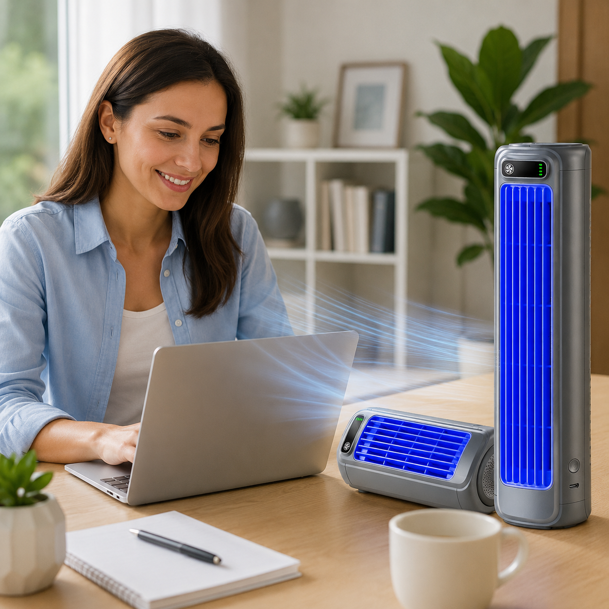 USB Tischventilator – Leise, Kabellos & Wiederaufladbar mit Akku für Büro & Homeoffice