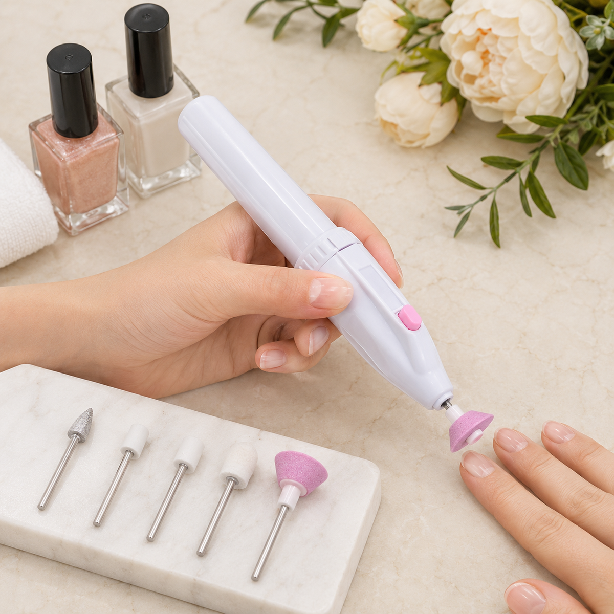 Elektrische Nagelfeile – 5 Aufsätze für Maniküre, Pediküre & Nagelpflege