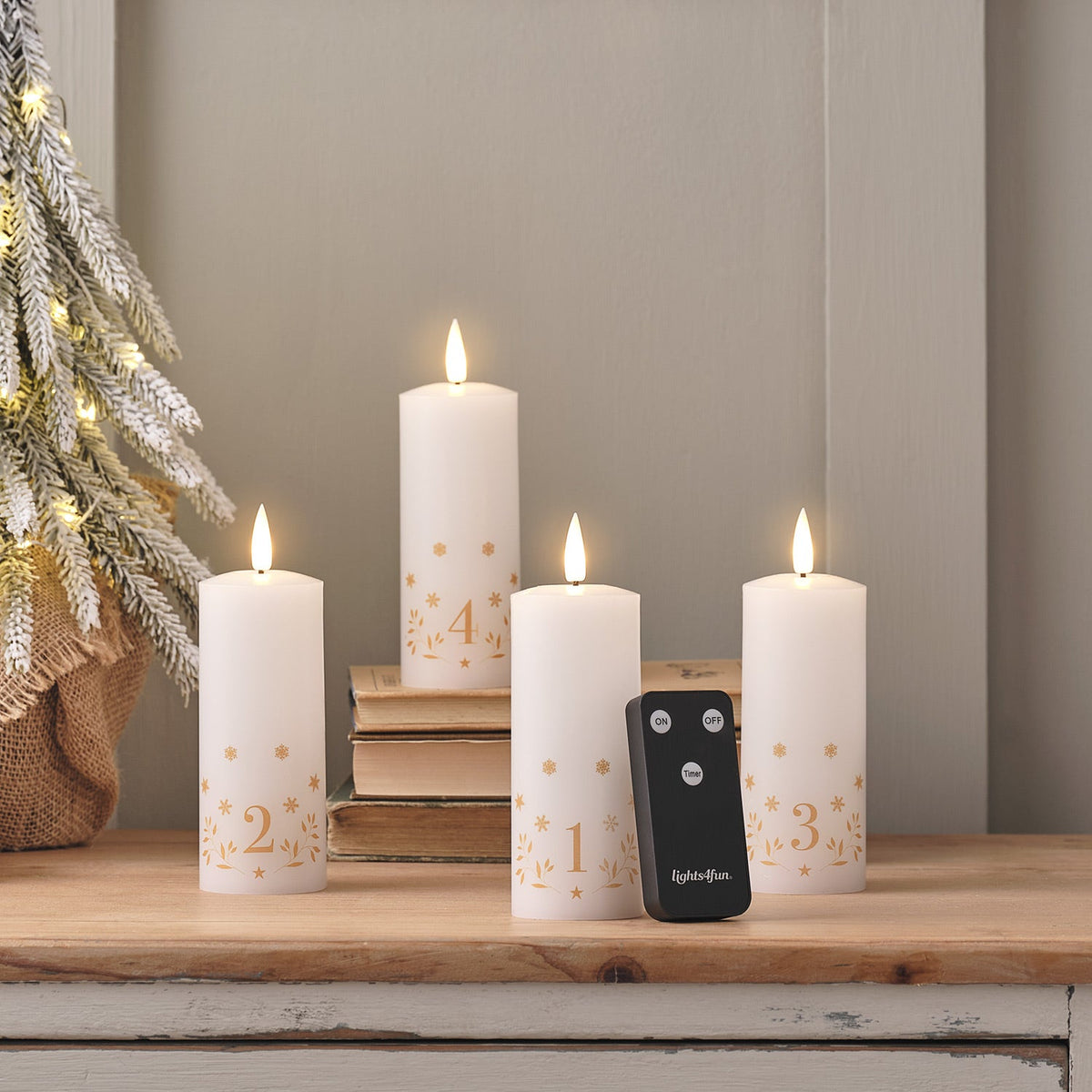 Adventskranz-Set Mistelzweig mit Kerzenständer – 50 cm