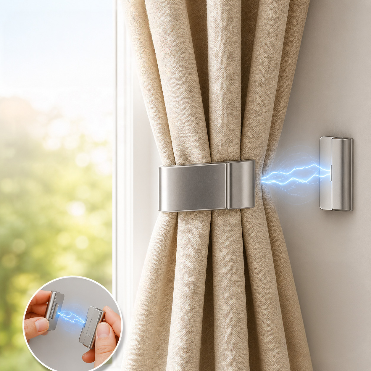 Magnetische Vorhang-Raffhalter ohne Bohren, 4er-Set