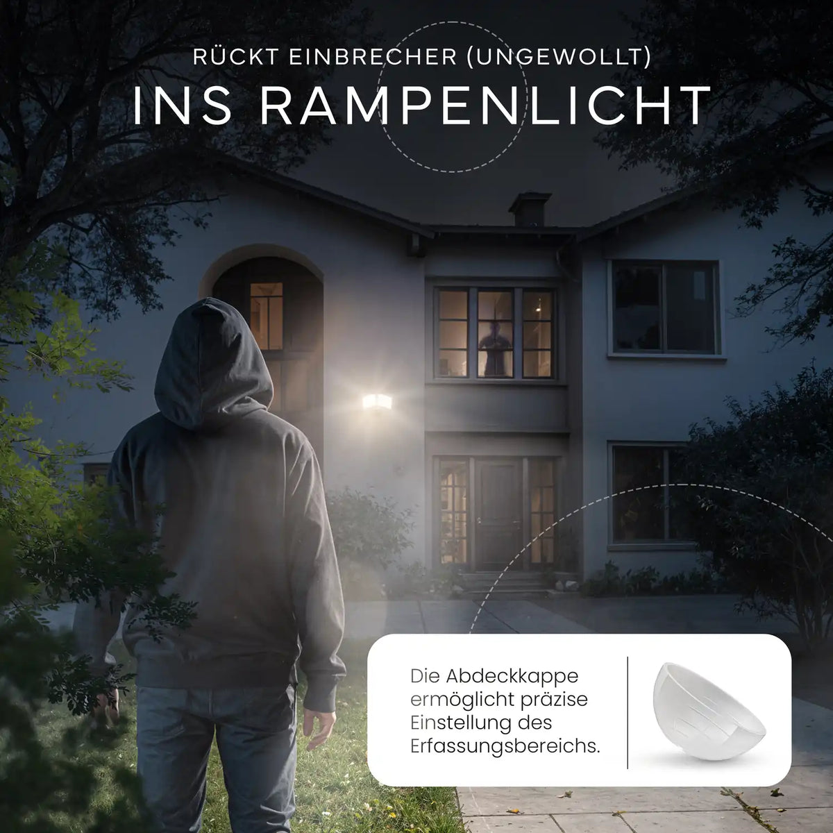 Wandleuchte LUMAX DUO mit Sensor Detailansicht Bewegungsmelder
