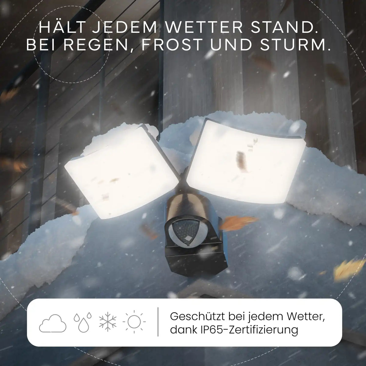 Wandleuchte LUMAX DUO mit Sensor bei Nacht leuchtend