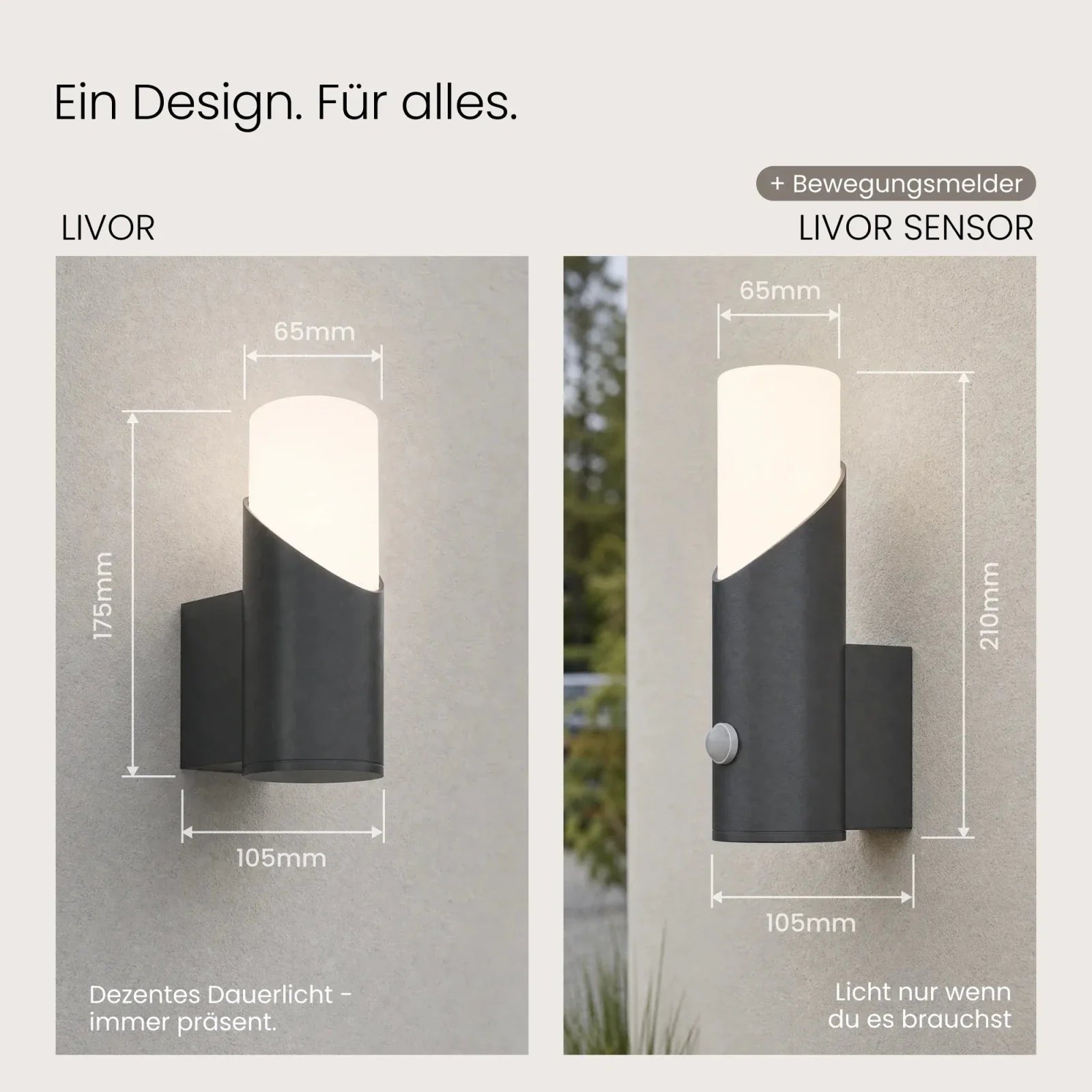 Wandleuchte LIVOR Maße und Abmessungen