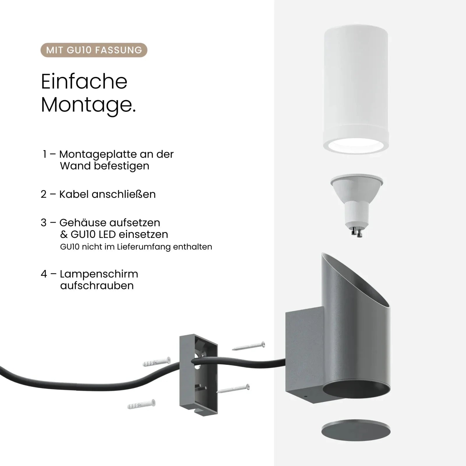 Wandleuchte LIVOR Nahaufnahme GU10 Fassung