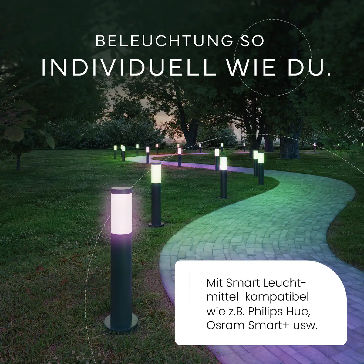 Wegeleuchte PAVO bei Nacht leuchtend