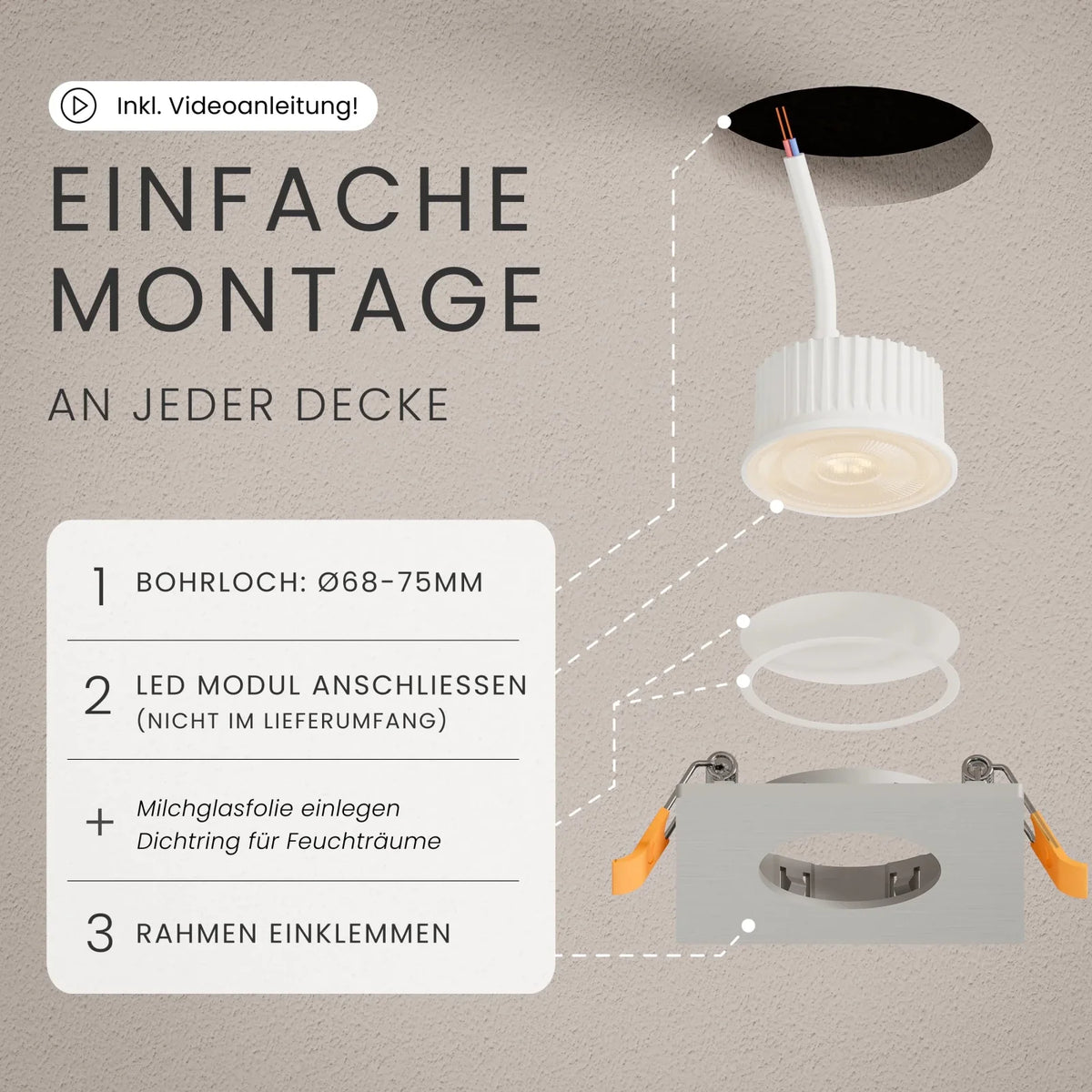 Einbaustrahler TEA ohne Leuchtmittel, IP44