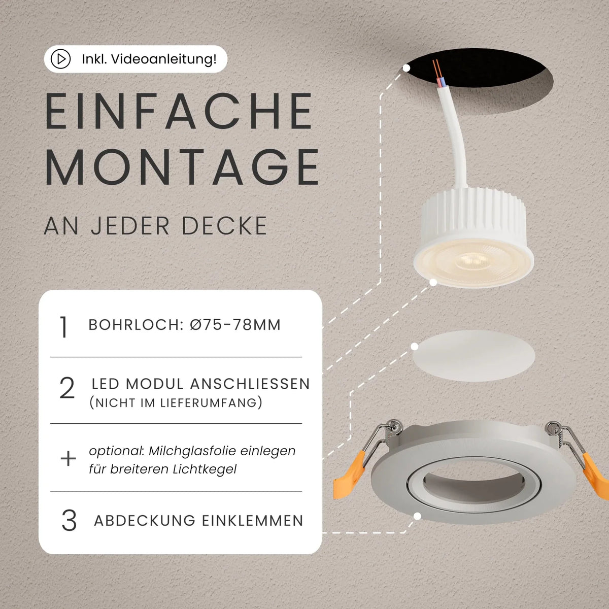 Einbaustrahler NUO schwenkbar, ohne Leuchtmittel