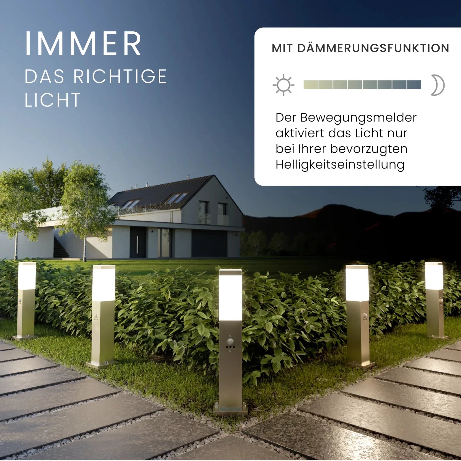 Wegeleuchte TAVO mit Bewegungssensor 8m, IP44