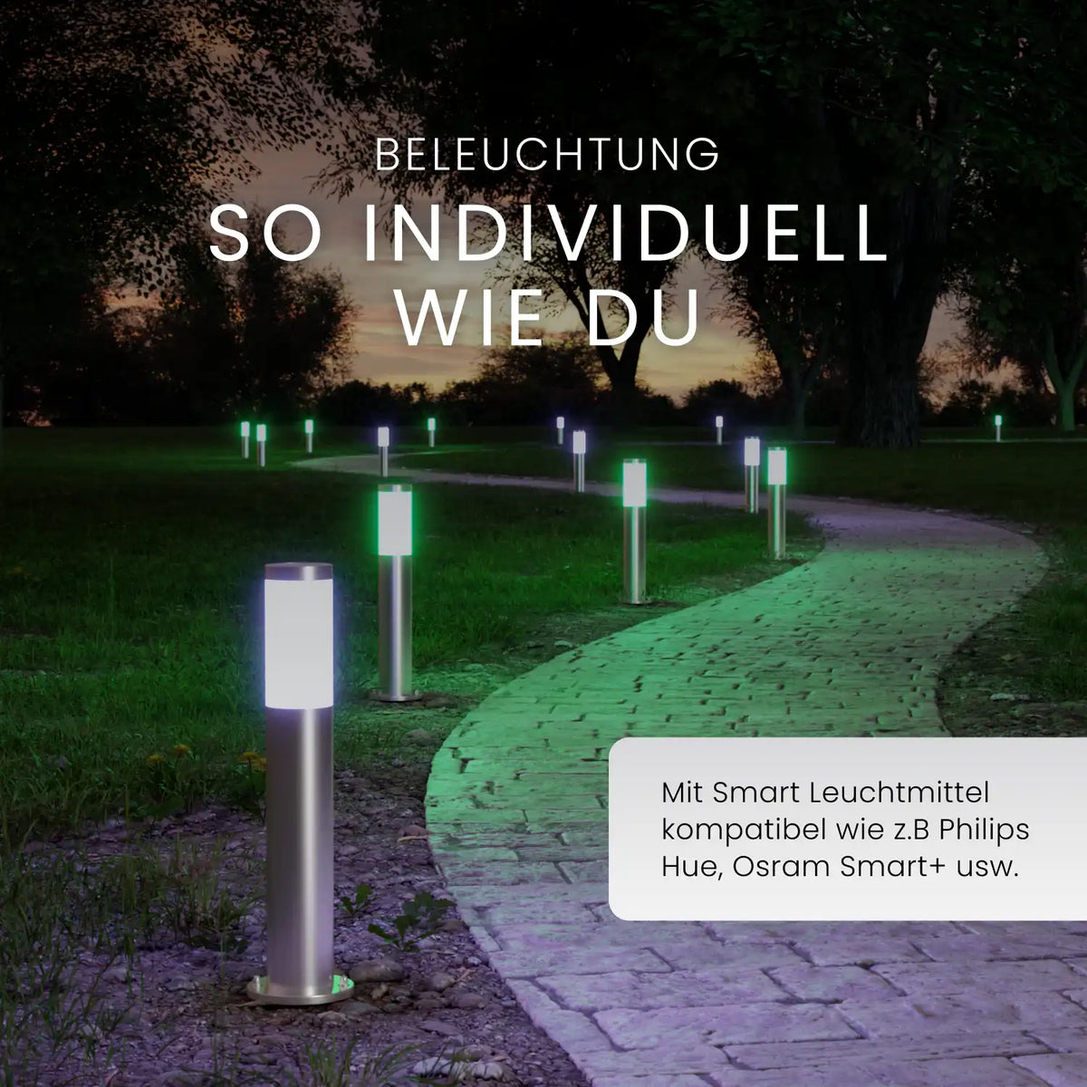 Wegeleuchte PAVO mit Erdspieß, IP44, Aluminium/Edelstahl