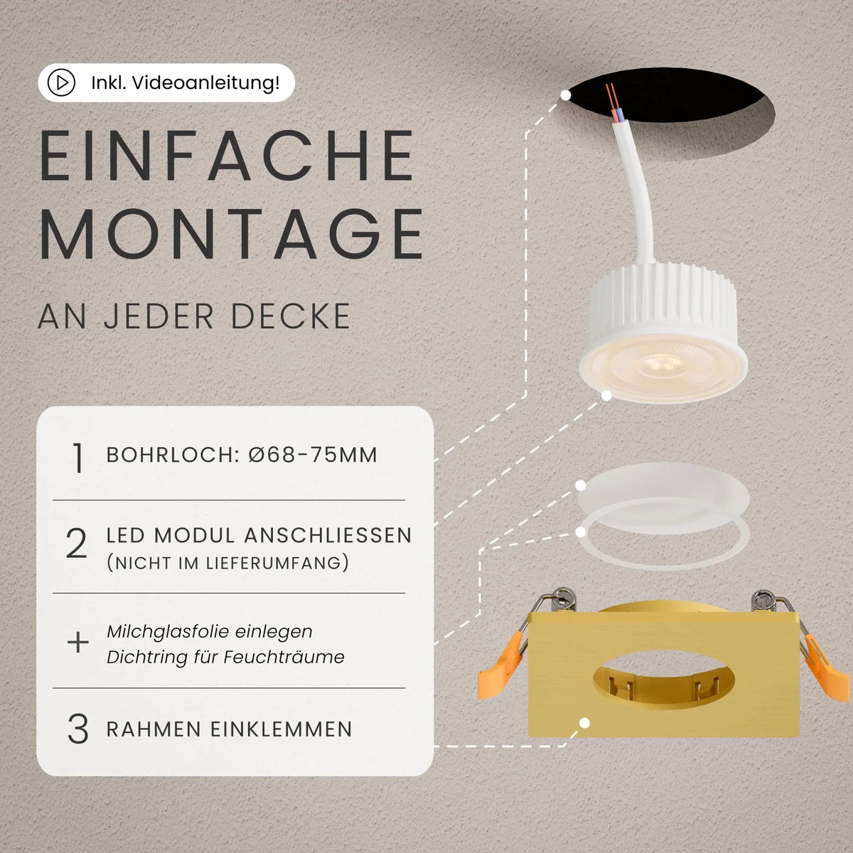 Einbaustrahler TEA ohne Leuchtmittel, IP44