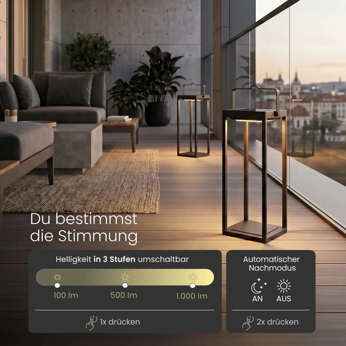 Solar Tischlaterne VANA Maße und Abmessungen