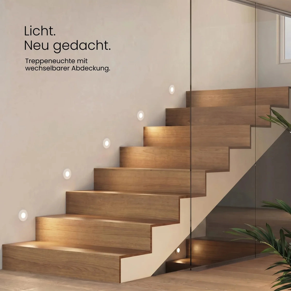 Treppenleuchte MODU rund, wechselbare Abdeckung, IP44