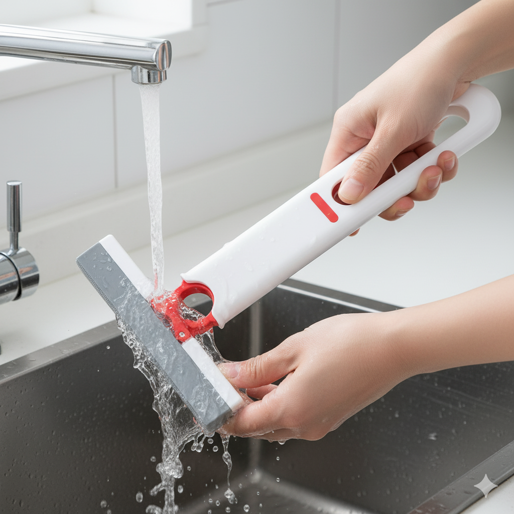 SqueezeMop Mini-Mopp wird unter fließendem Wasser ausgespült