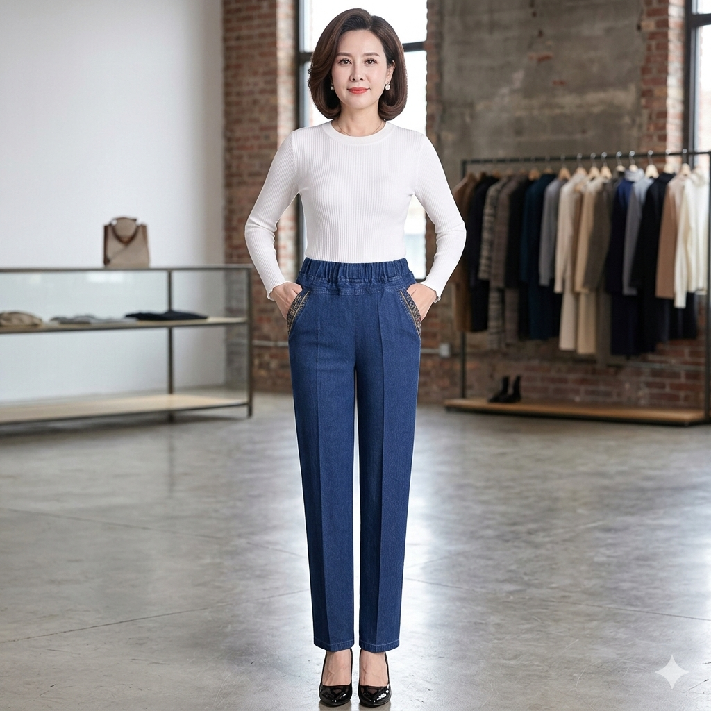 CasualJeans Stretch-Jeans Mit Hoher Taille Und Geradem Bein
