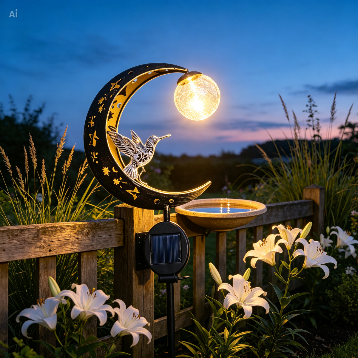 SolarBird – Solarbetriebene Halbmond-Gartenleuchte mit Vogeldesign