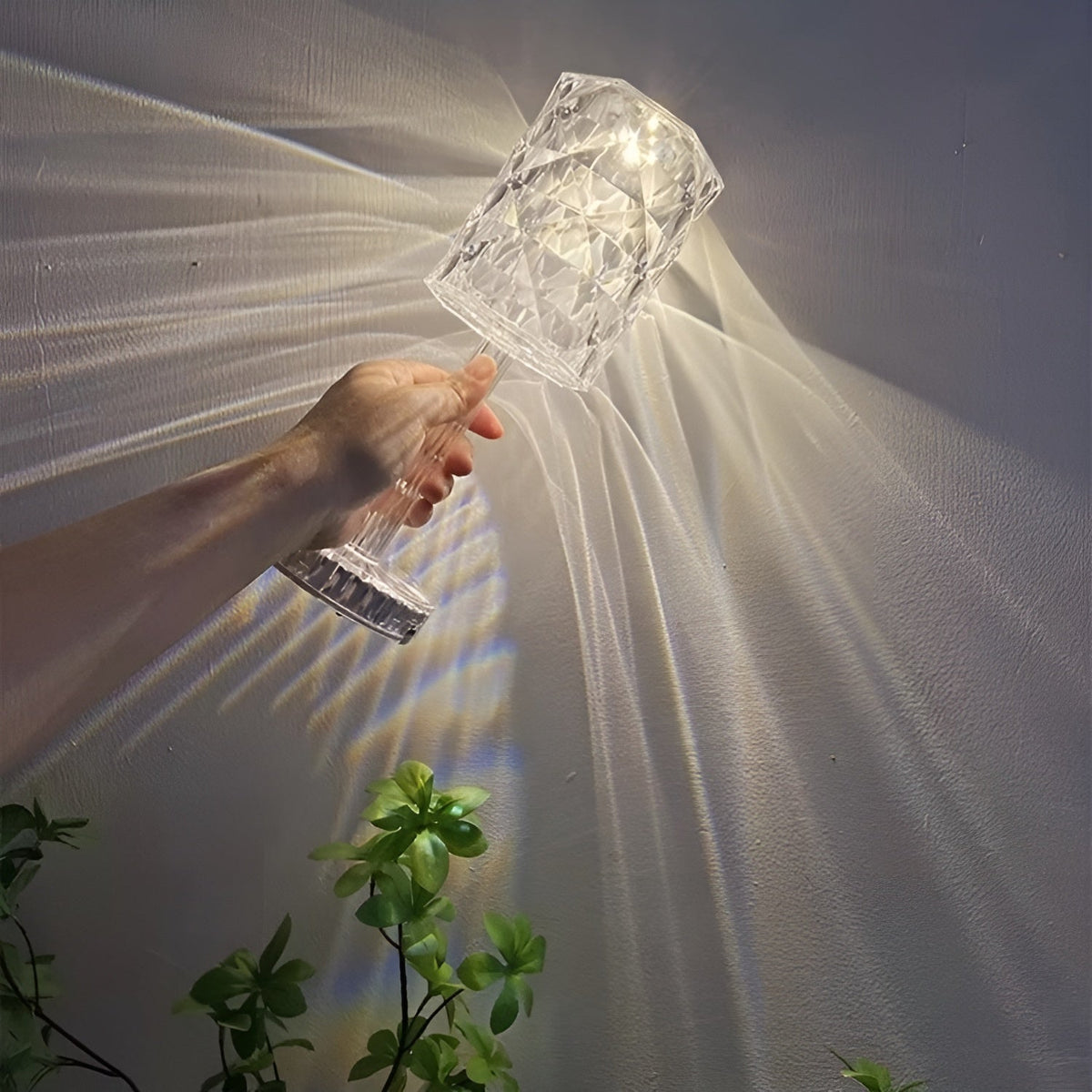 SparkleLamp Kristall-LED-Lampe mit Fernbedienung, Beleuchtete Wandmuster