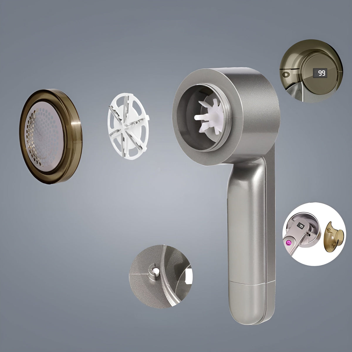 FabricShaver Fusselrasierer Akku, LED-Display Wiederaufladbar