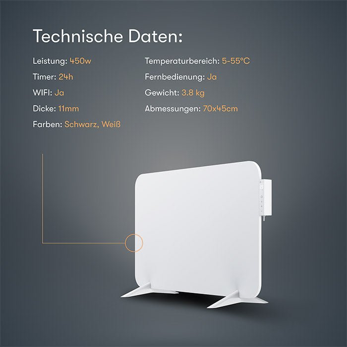 Metall-Infrarotheizung mit Smart-Thermostat