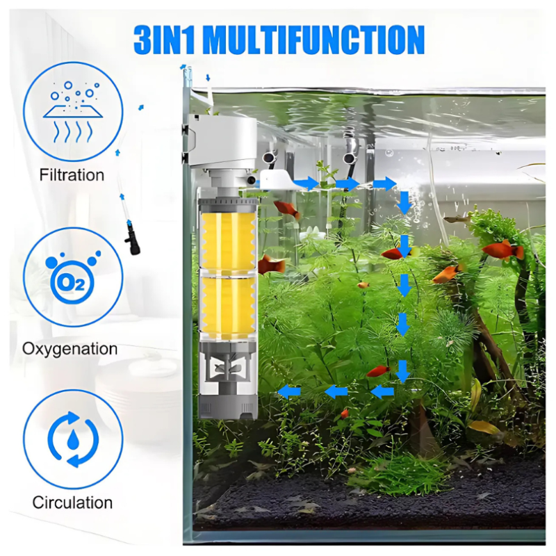 AquariumFilter 3-in-1 Funktion: Filterung, Sauerstoff und Zirkulation