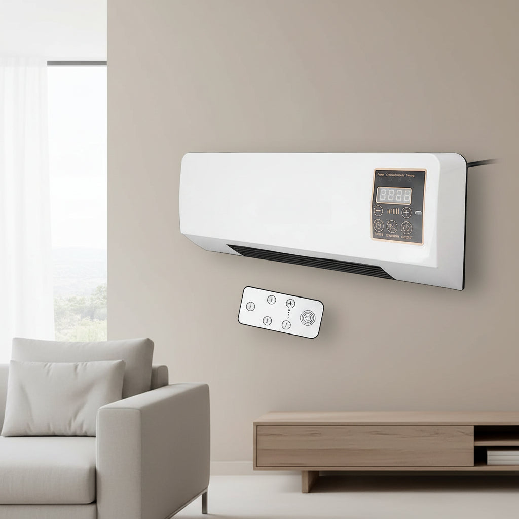 Wandventilator mit Fernbedienung im Wohnzimmer