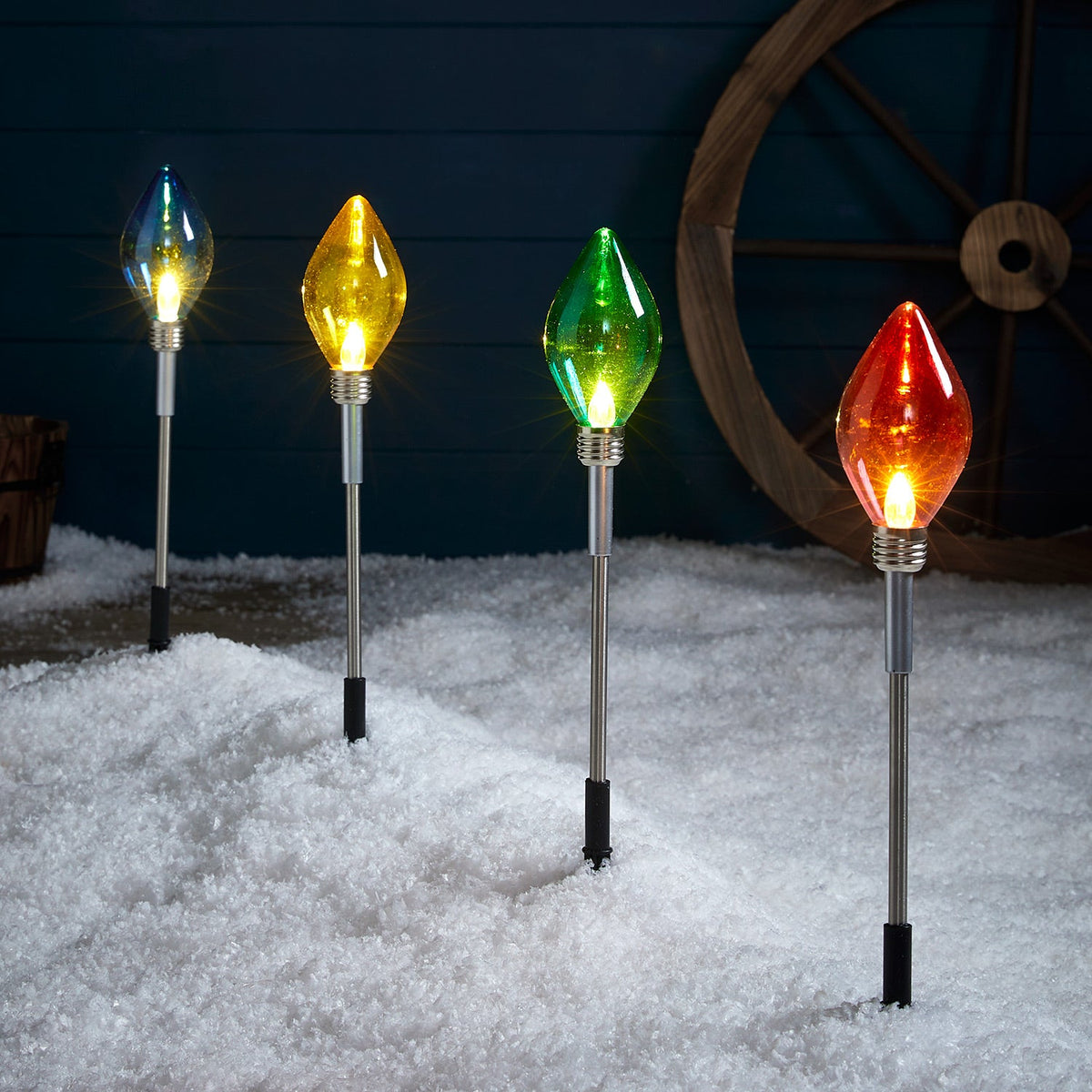 LED-Stableuchten Set mehrfarbig Weihnachtsdeko Außen – 4er