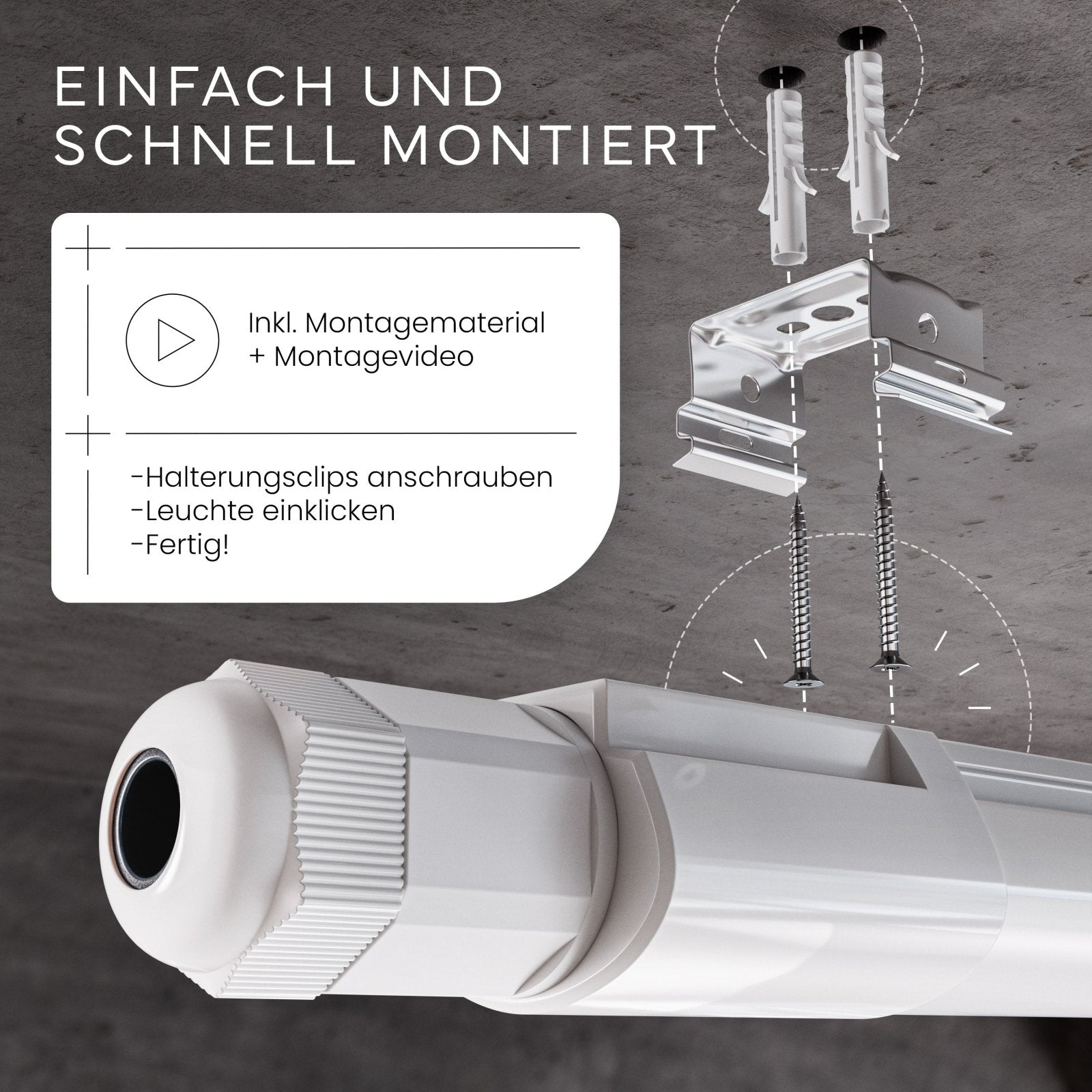LED Feuchtraumleuchte SLIM in Werkstatt montiert