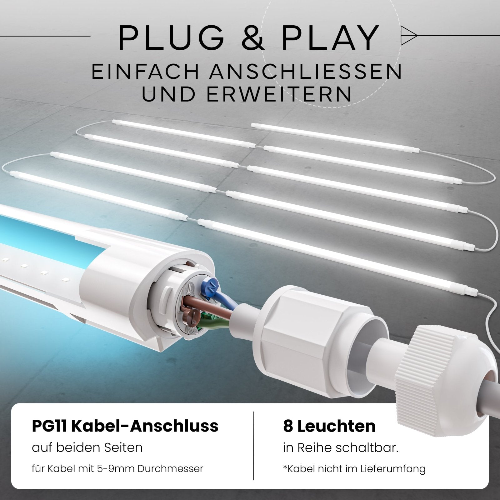 LED Feuchtraumleuchte SLIM Maße und Abmessungen