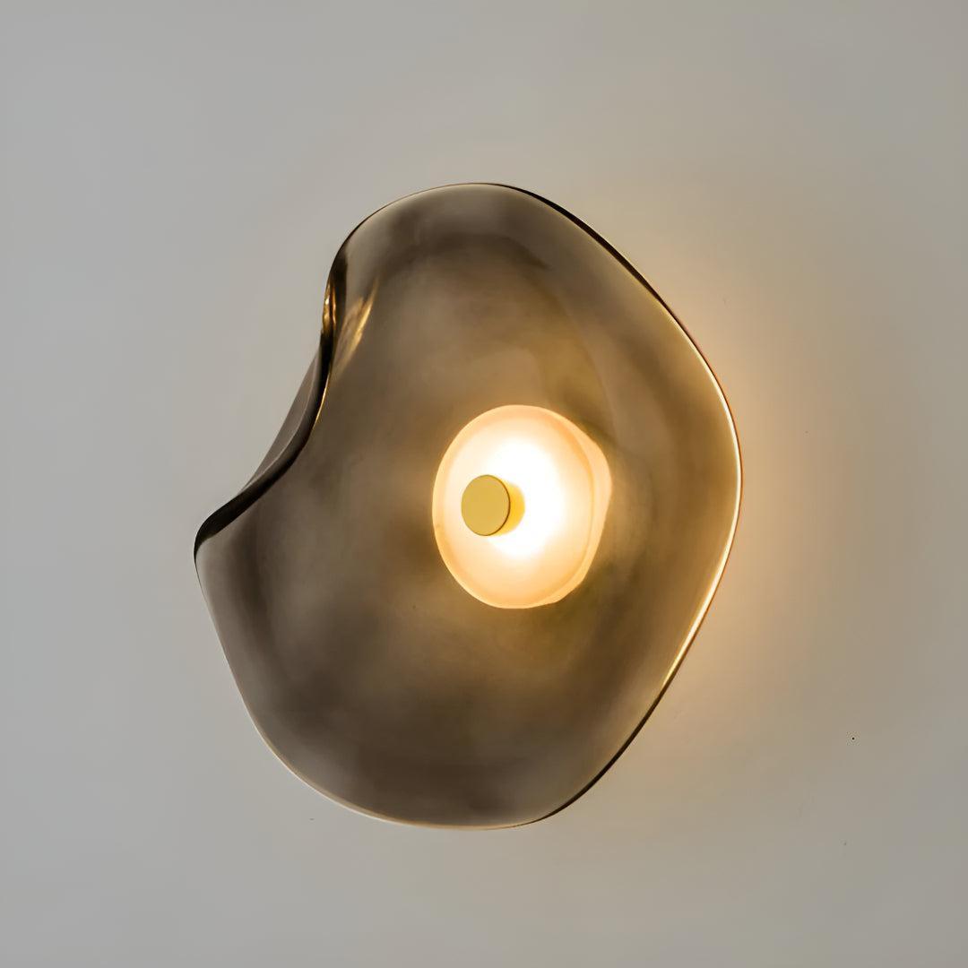 Glas-Wandleuchte LED organische Form beleuchtet, Farbe Rauchgrau