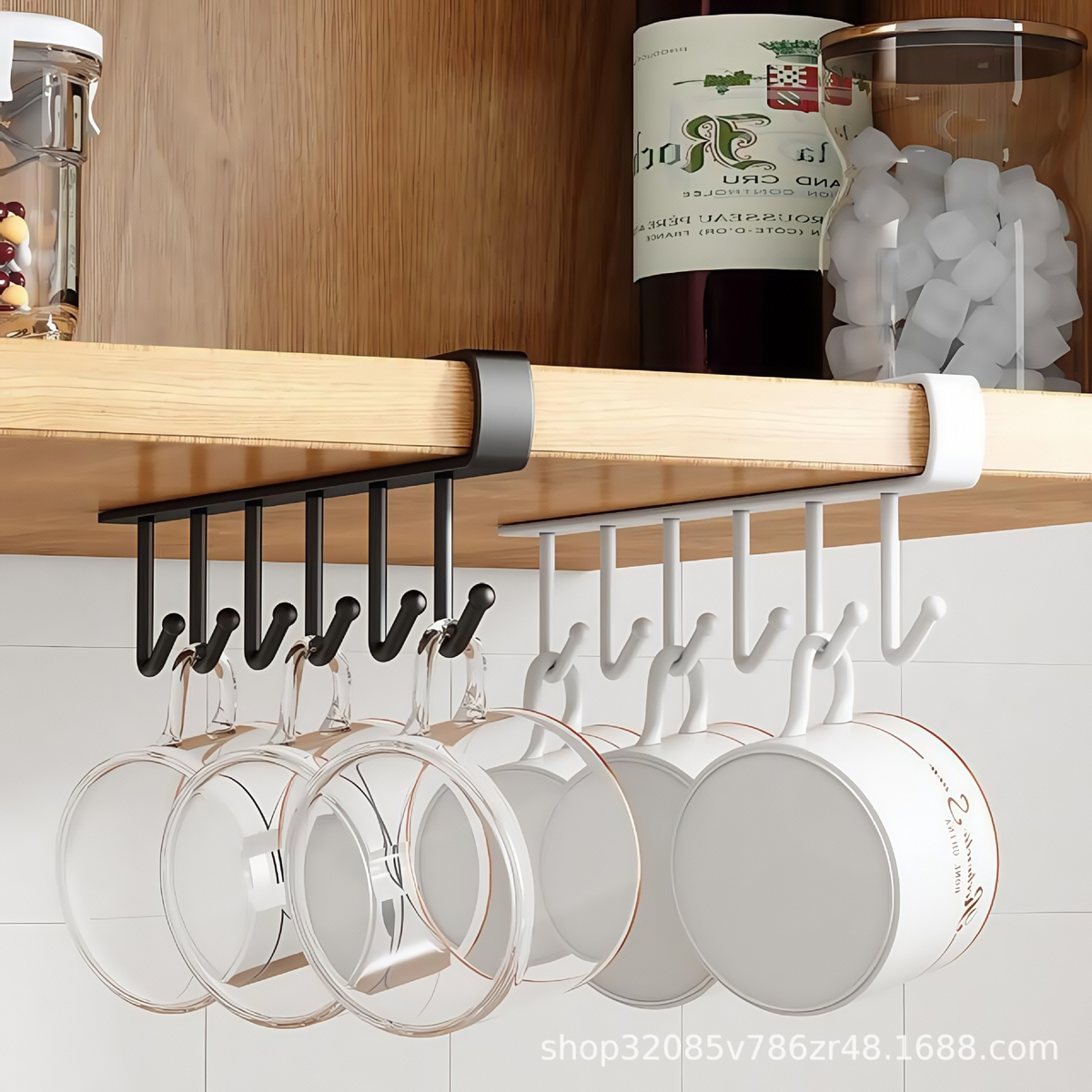 ShelfHooks – Hängeregal mit 6 Haken für Küche und Kleiderschrank, 2er Set