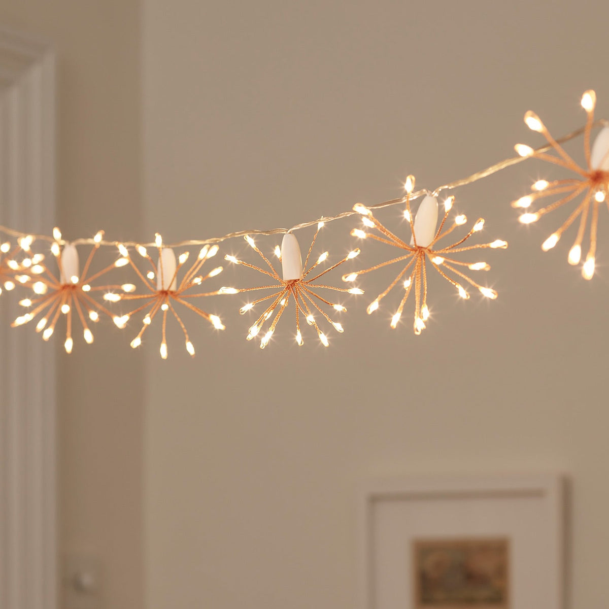 LED-Lichterkette Sternenbälle Rosegold – 15er