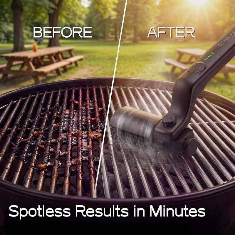 PowerBrush Vorher-Nachher-Vergleich beim Reinigen eines Grillrosts