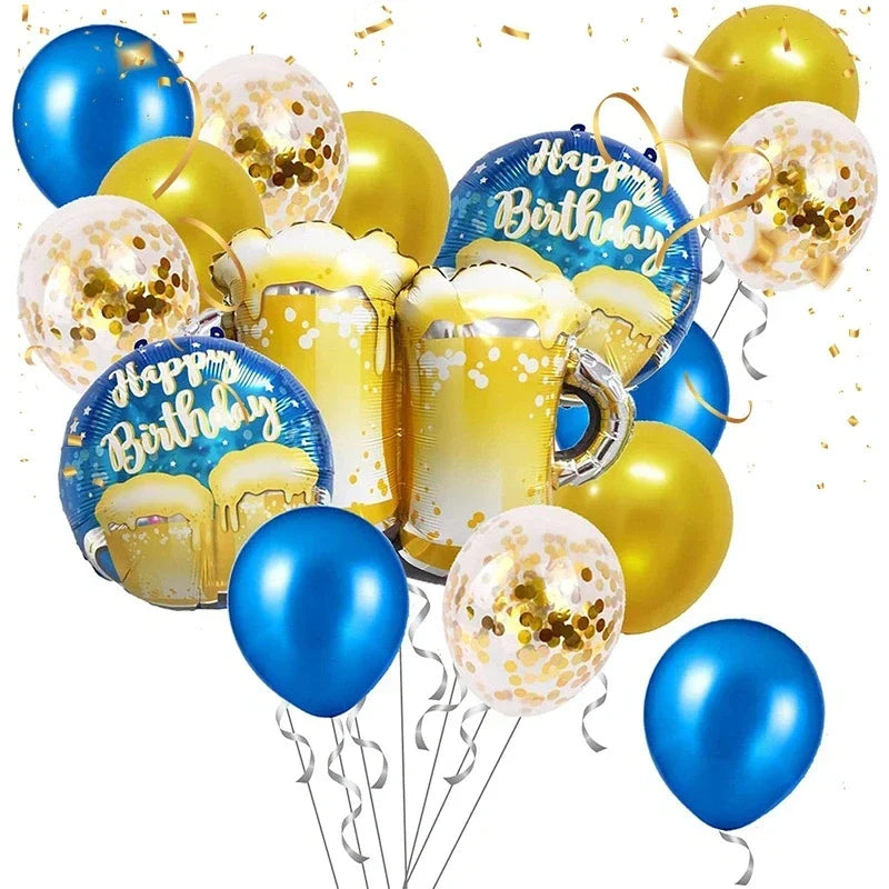 Oktoberfest Ballon-Set Bierkrug-Design, 16-teilig