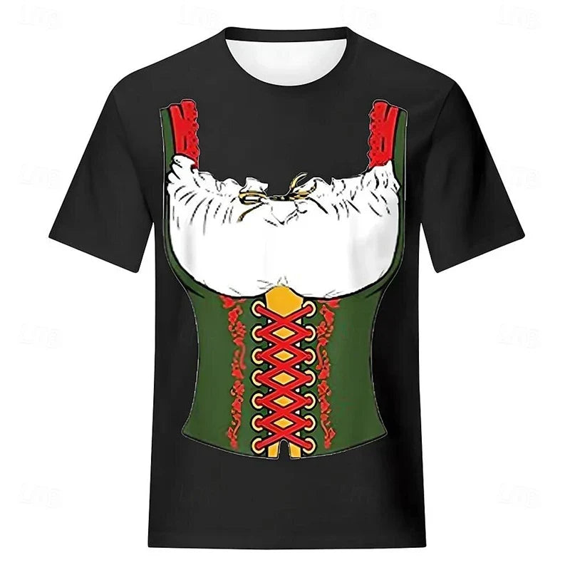 Oktoberfest T-Shirt Dirndl-Look 3D-Print, Unisex Partyshirt