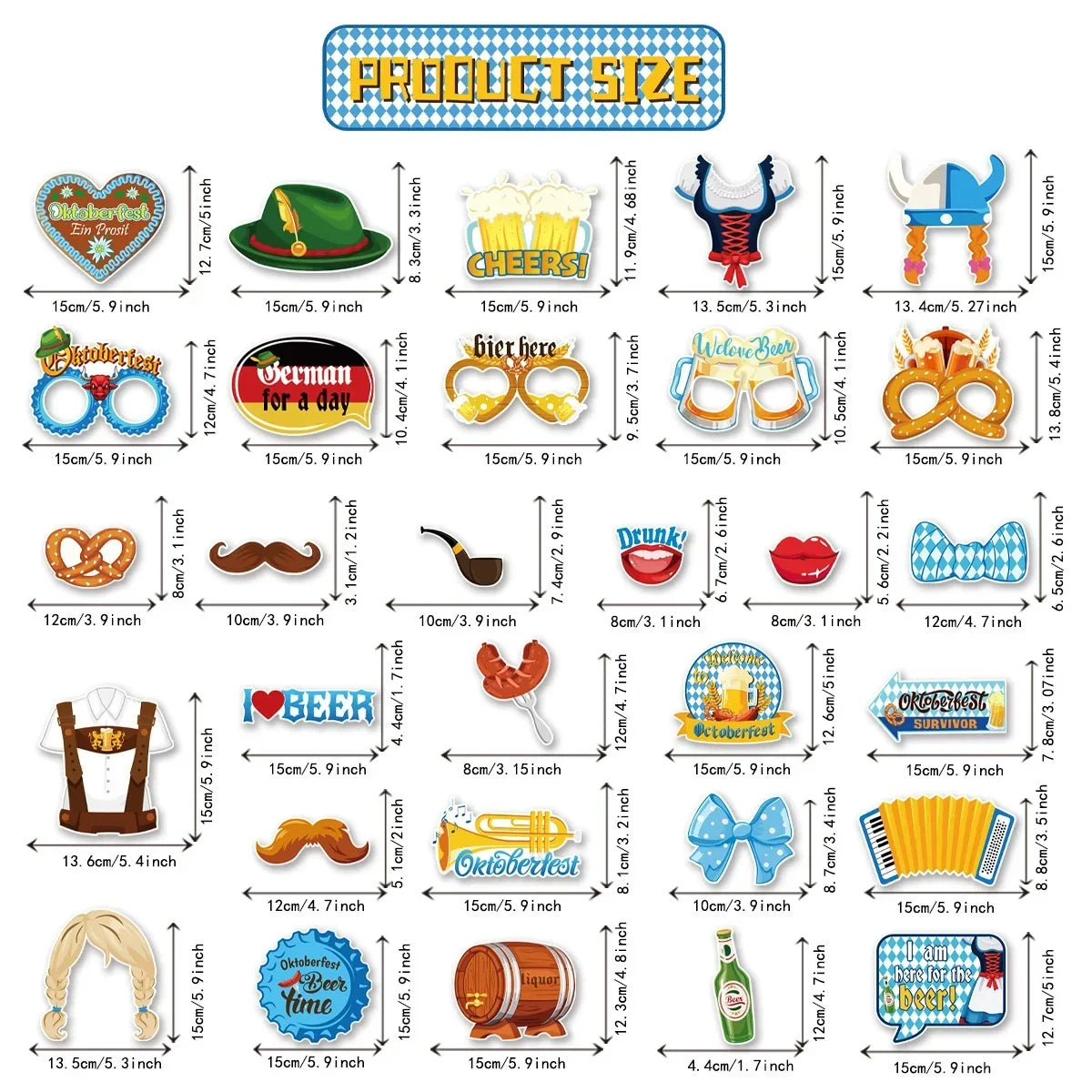 Oktoberfest Foto-Requisiten Set, Photo Booth Props 60-teilig