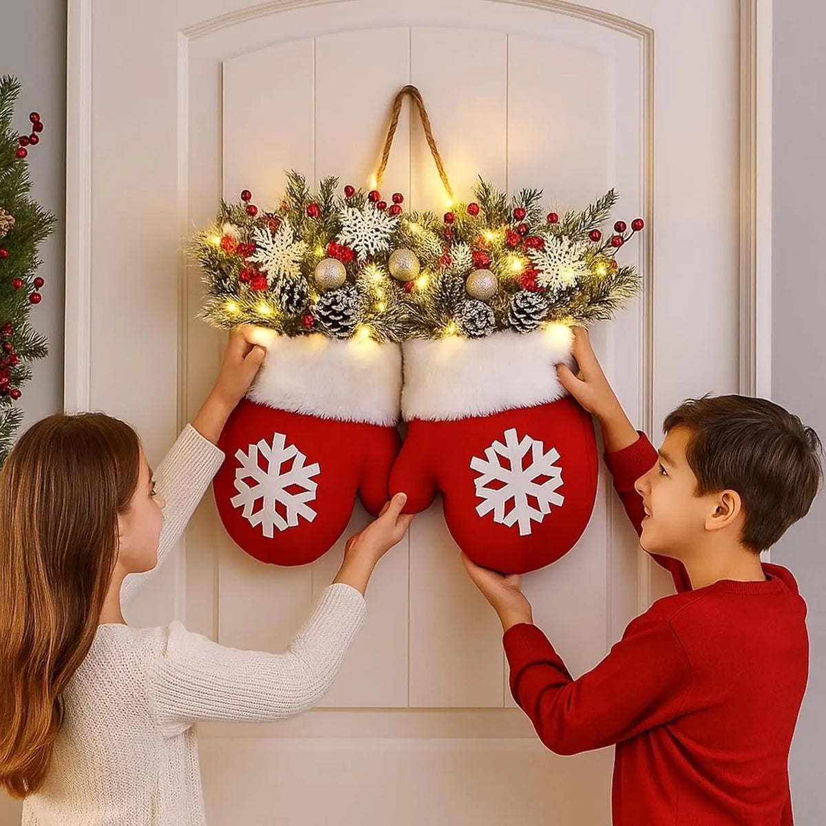 LED-Weihnachtskranz Fäustlingsform – Batteriebetrieben