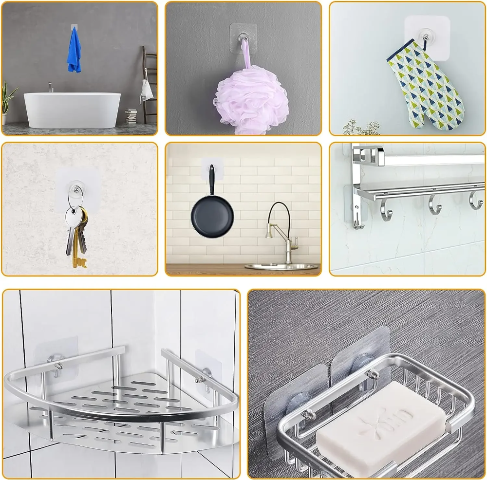 Selbstklebende Haken ohne Bohren – Transparent, 20er Set