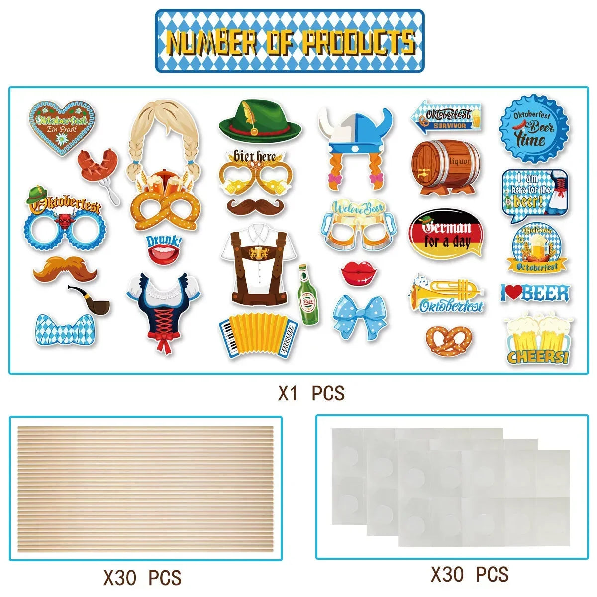 Oktoberfest Foto-Requisiten Set, Photo Booth Props 60-teilig
