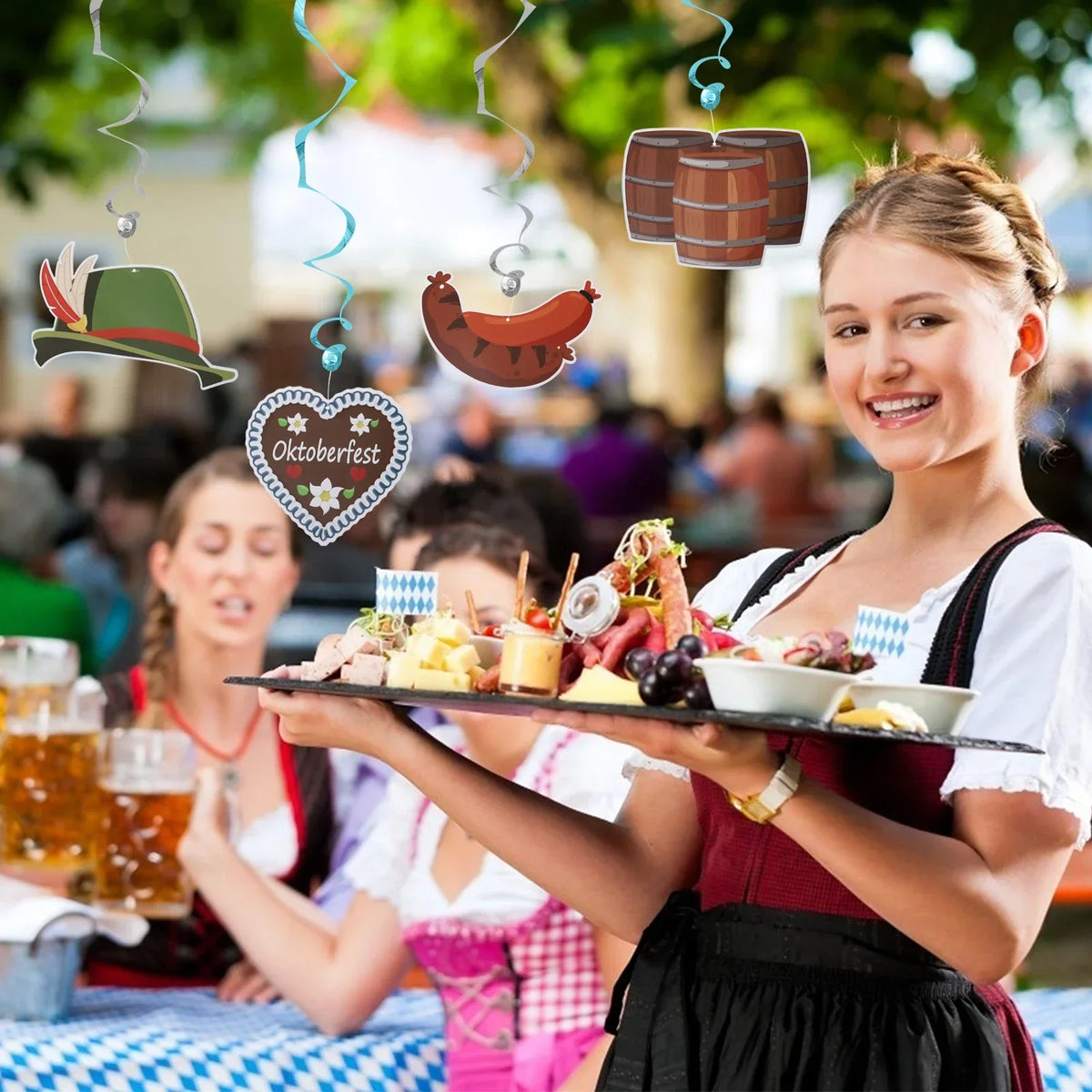 Oktoberfest Hängedekoration Set FestWirbel, 60-teilig