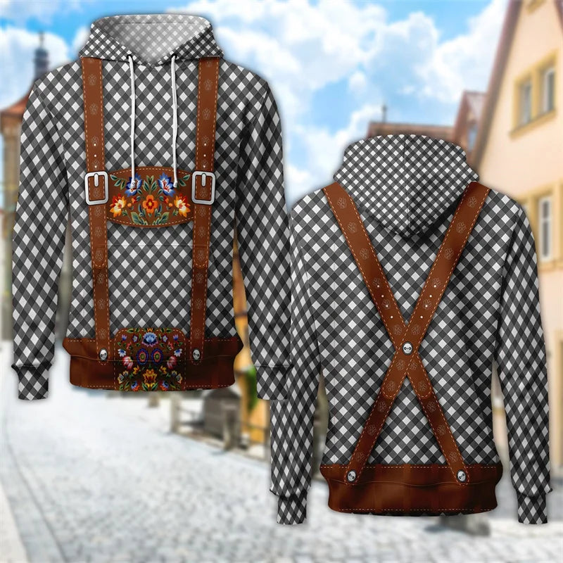 Oktoberfest Hoodie 3D Trachten Bierkrug-Print, Unisex S-6XL